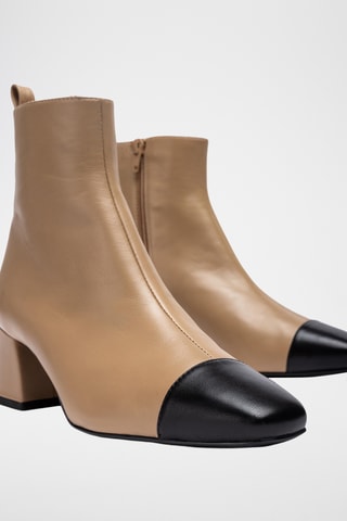 Botines de piel - Beige y negro