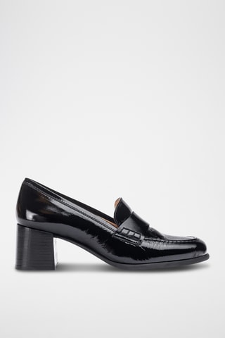 Mocasines de piel de tacón - Negro