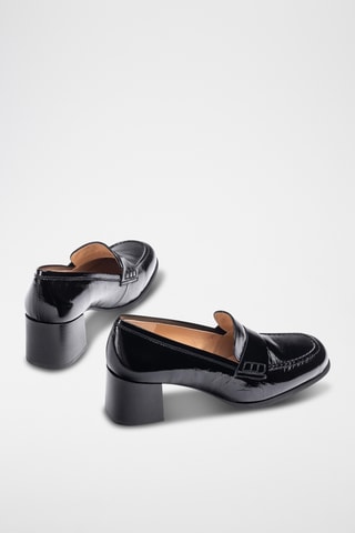 Mocasines de piel de tacón - Negro