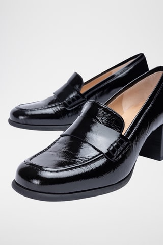 Mocasines de piel de tacón - Negro