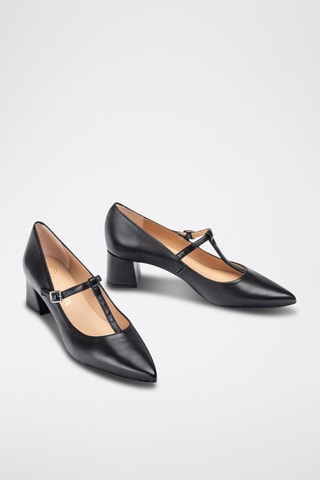Zapatos de piel de tacón - Negro