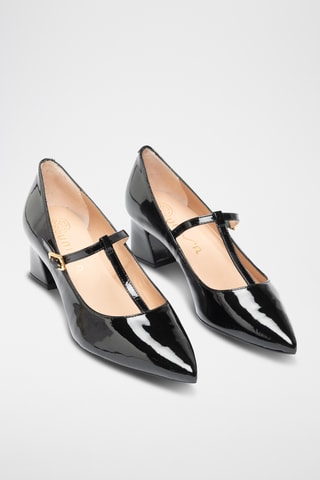 Zapatos de piel de tacón - Negro