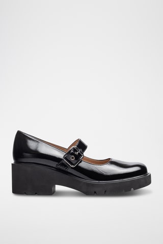Zapatos Mary Jane de piel de charol con plataforma - Negro