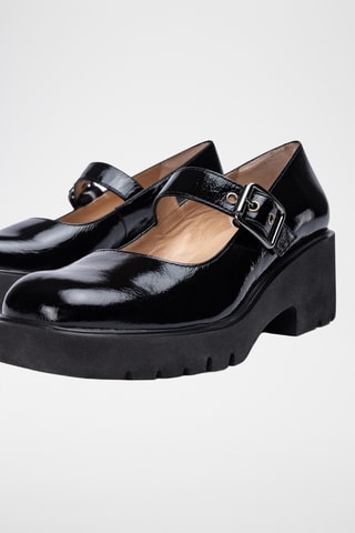 Zapatos Mary Jane de piel de charol con plataforma - Negro