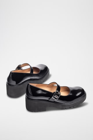 Zapatos Mary Jane de piel de charol con plataforma - Negro