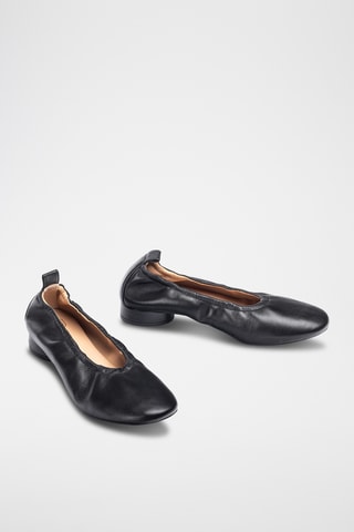 Bailarinas de piel de tacón - Negro