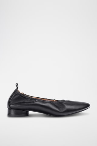 Bailarinas de piel de tacón - Negro