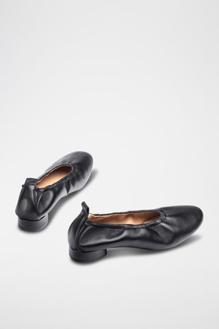 Bailarinas de piel de tacón - Negro