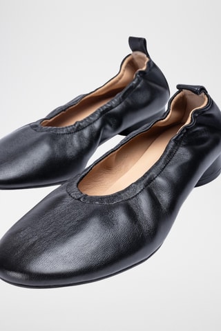 Bailarinas de piel de tacón - Negro