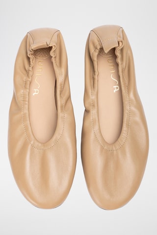 Bailarinas de piel de tacón - Beige