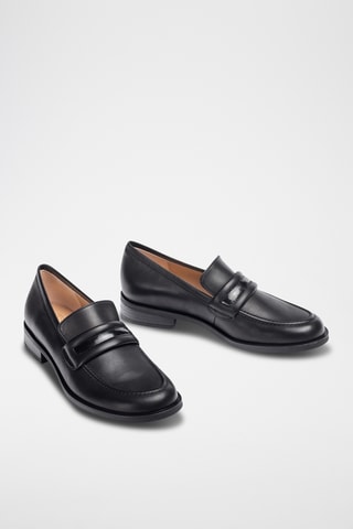 Mocasines de piel de tacón - Negro