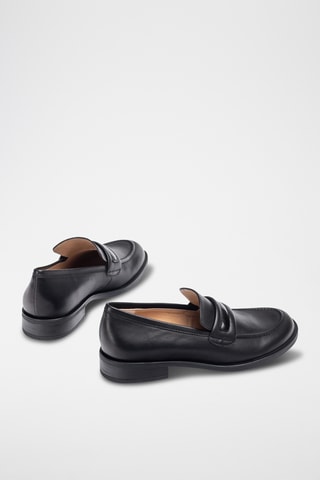 Mocasines de piel de tacón - Negro