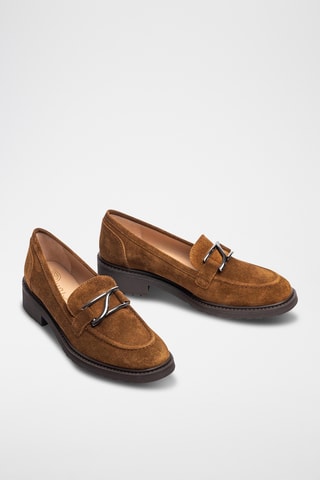 Mocasines de piel de tacón - Marrón
