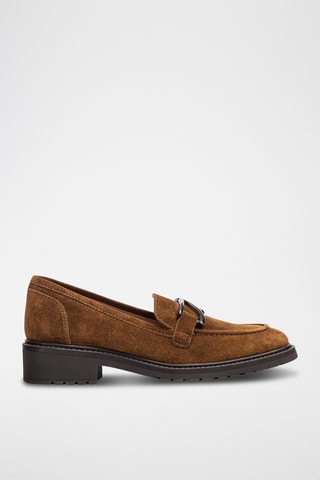 Mocasines de piel de tacón - Marrón