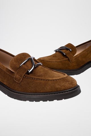 Mocasines de piel de tacón - Marrón