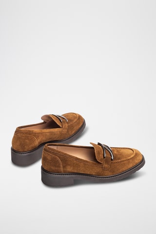Mocasines de piel de tacón - Marrón