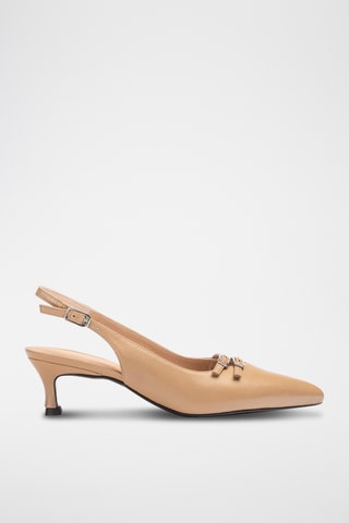 Zapatos de piel de tacón - Beige