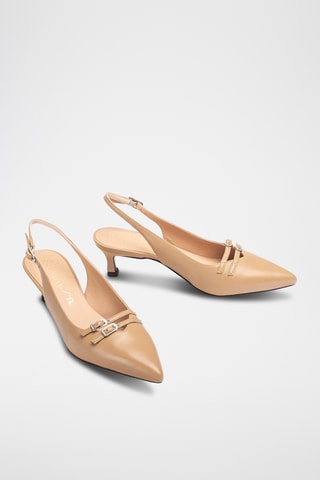Zapatos de piel de tacón - Beige