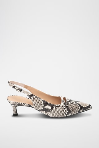 Zapatos de piel de tacón - Beige y negro