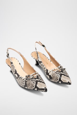 Zapatos de piel de tacón - Beige y negro