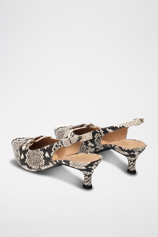 Zapatos de piel de tacón - Beige y negro