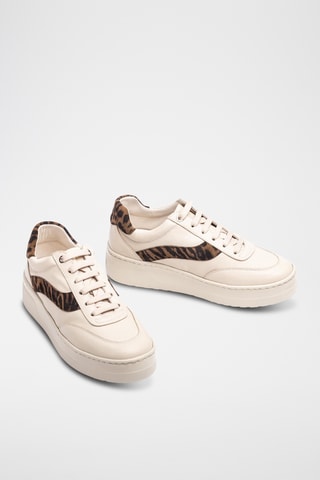 Zapatillas de piel con plataforma - Beige
