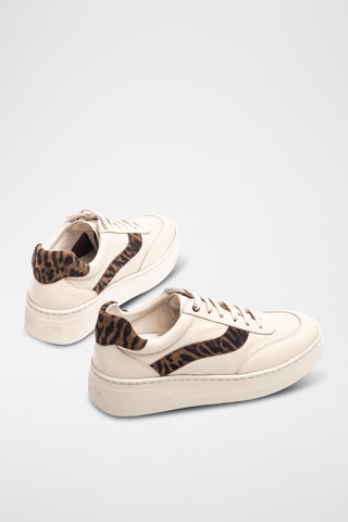Zapatillas de piel con plataforma - Beige