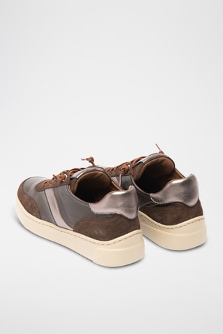 Zapatillas de piel con plataforma - Marrón oscuro