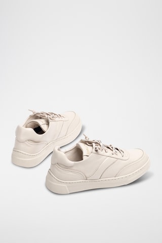 Zapatillas de piel con plataforma - Beige
