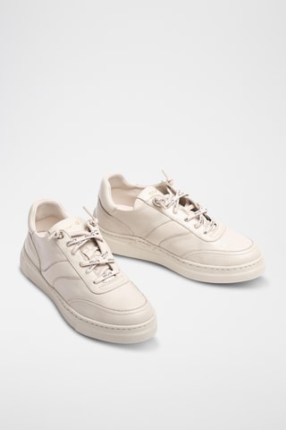 Zapatillas de piel con plataforma - Beige