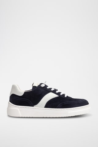 Zapatillas de piel con plataforma - Azul marino