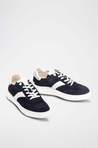 Zapatillas de piel con plataforma - Azul marino