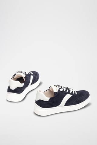 Zapatillas de piel con plataforma - Azul marino