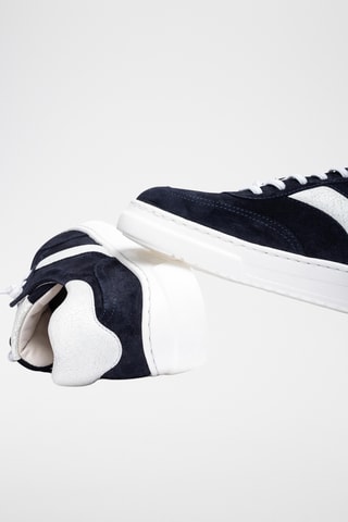 Zapatillas de piel con plataforma - Azul marino