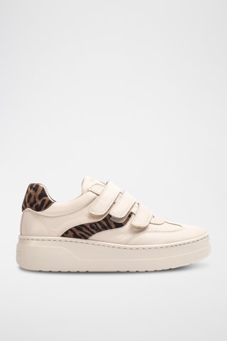 Zapatillas de piel con plataforma - Beige