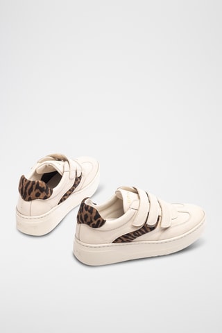 Zapatillas de piel con plataforma - Beige