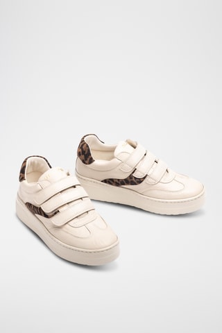 Zapatillas de piel con plataforma - Beige