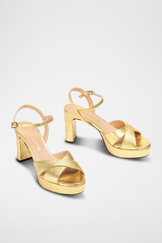 Sandalias de piel con plataforma - Dorado