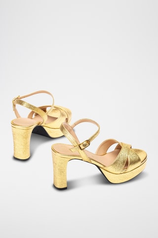 Sandalias de piel con plataforma - Dorado