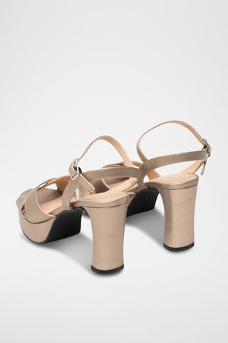 Sandalias de piel con plataforma - Dorado