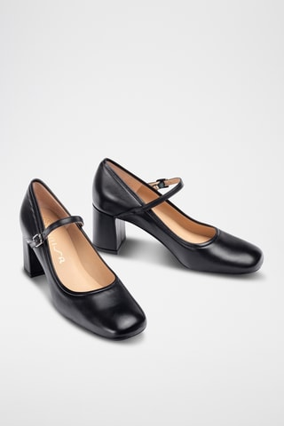 Zapatos de piel de tacón - Negro