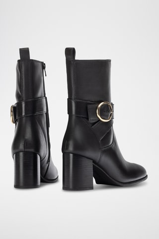 Botines de piel - Negro