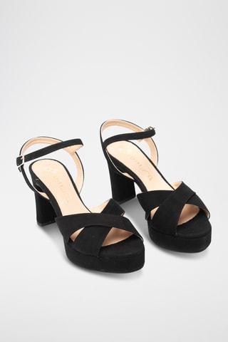 Sandalias de piel con plataforma - Negro