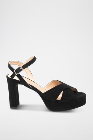 Sandalias de piel con plataforma - Negro