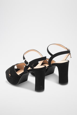 Sandalias de piel con plataforma - Negro