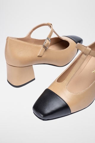 Zapatos de piel de tacón - Beige y negro