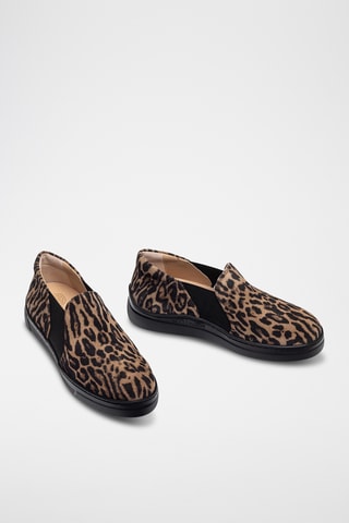 Zapatillas de piel - Beige y marrón