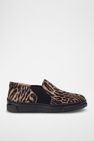 Zapatillas de piel - Beige y marrón