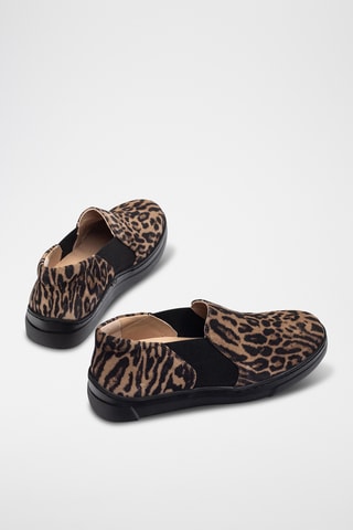 Zapatillas de piel - Beige y marrón