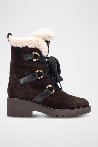 Botines de piel forrados - Marrón y negro
